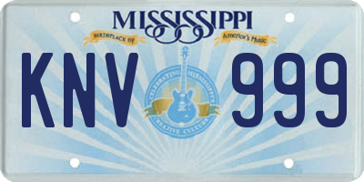 MS license plate KNV999
