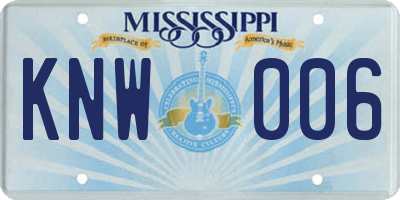 MS license plate KNW006