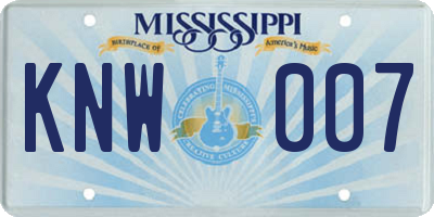 MS license plate KNW007