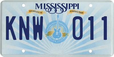 MS license plate KNW011
