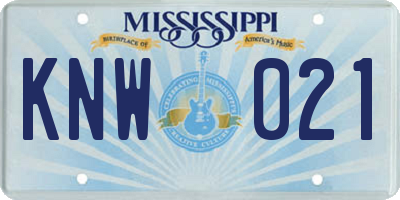 MS license plate KNW021
