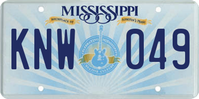 MS license plate KNW049