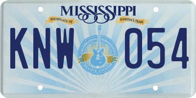 MS license plate KNW054