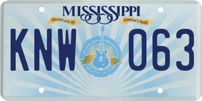 MS license plate KNW063