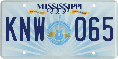 MS license plate KNW065
