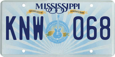 MS license plate KNW068