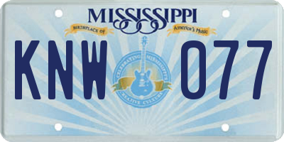 MS license plate KNW077