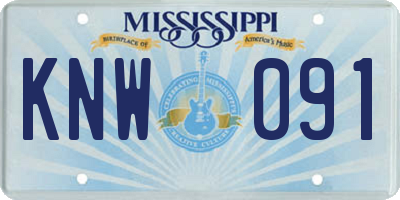 MS license plate KNW091