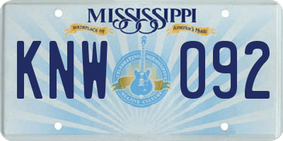 MS license plate KNW092