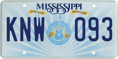 MS license plate KNW093