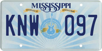 MS license plate KNW097