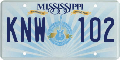MS license plate KNW102
