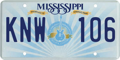 MS license plate KNW106