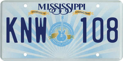 MS license plate KNW108