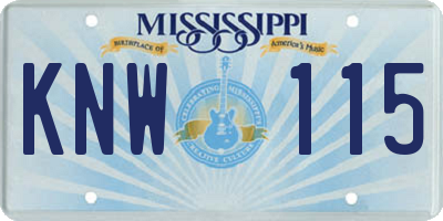 MS license plate KNW115