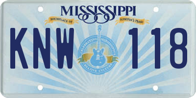 MS license plate KNW118