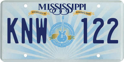 MS license plate KNW122