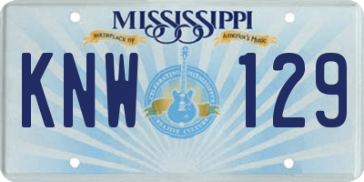 MS license plate KNW129