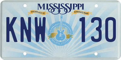 MS license plate KNW130