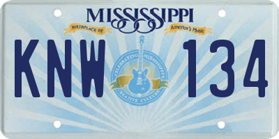 MS license plate KNW134