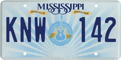 MS license plate KNW142