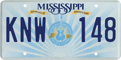 MS license plate KNW148