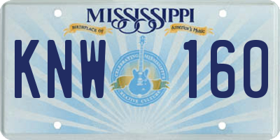 MS license plate KNW160