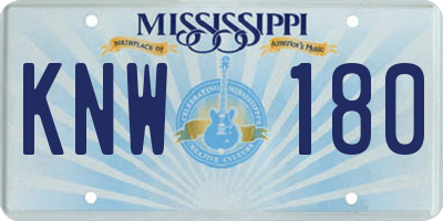 MS license plate KNW180