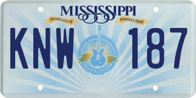 MS license plate KNW187