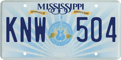 MS license plate KNW504