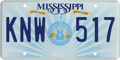 MS license plate KNW517