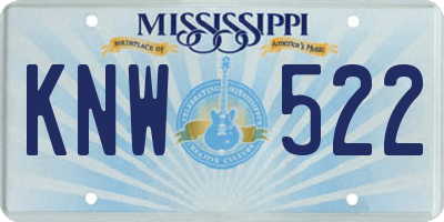 MS license plate KNW522