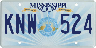 MS license plate KNW524