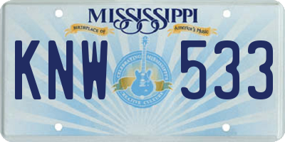 MS license plate KNW533
