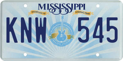 MS license plate KNW545