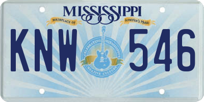 MS license plate KNW546