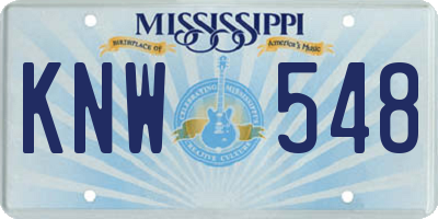 MS license plate KNW548