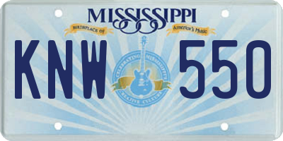 MS license plate KNW550