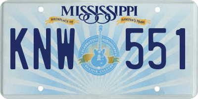 MS license plate KNW551