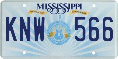 MS license plate KNW566
