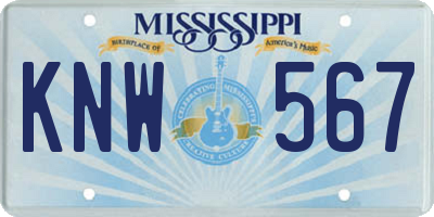 MS license plate KNW567