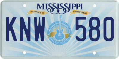 MS license plate KNW580