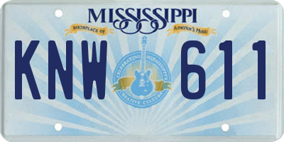 MS license plate KNW611