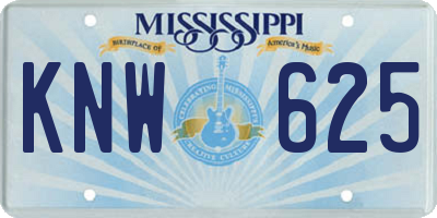 MS license plate KNW625