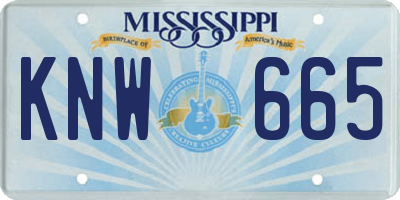 MS license plate KNW665