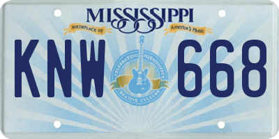 MS license plate KNW668