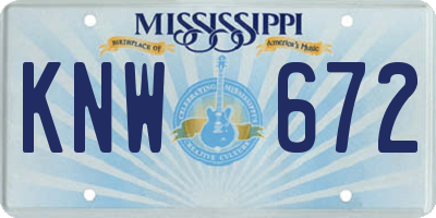 MS license plate KNW672