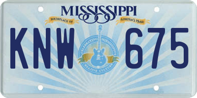 MS license plate KNW675