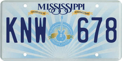 MS license plate KNW678