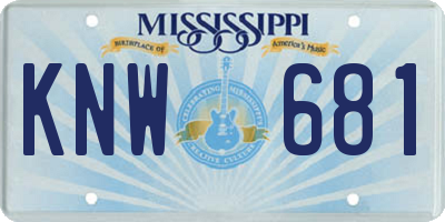 MS license plate KNW681